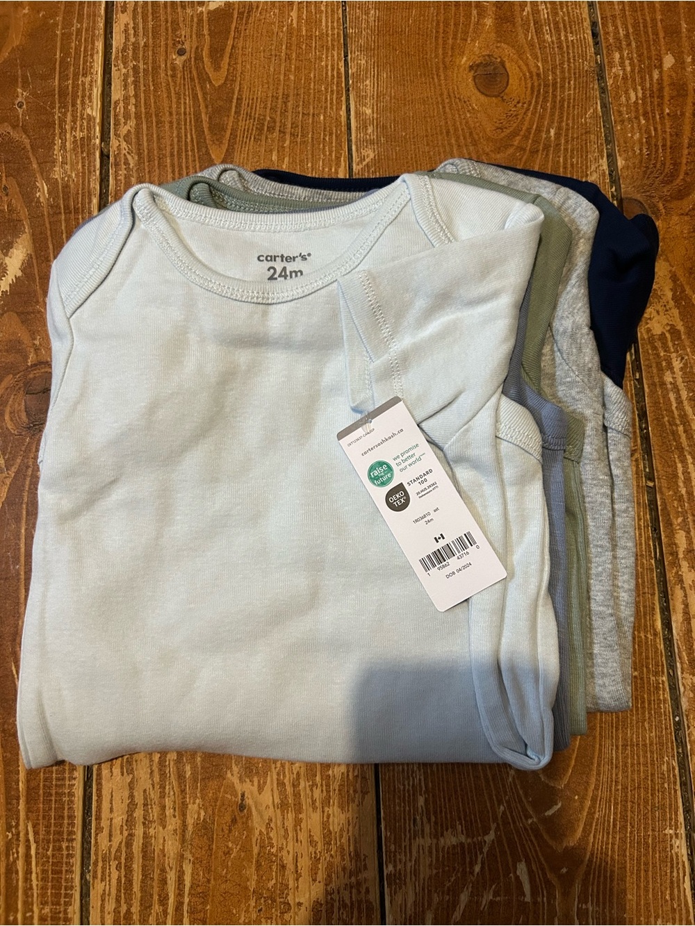 Carter's Solid Short-Sleeve Bodysuit Pack - White, Blue, Green, Gray, Navy - Picture 2 of 4